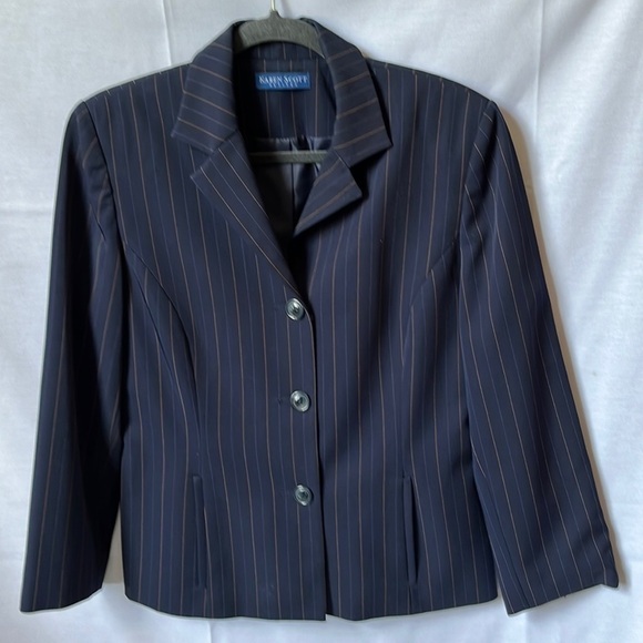 Karen Scott Jackets & Blazers - Karen Scott Blazer Navy Pinstriped